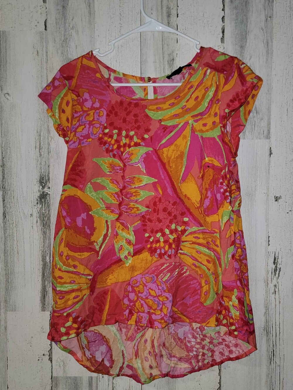 RACHEL Rachel Roy Pink Floral & Orange Print Tunic Top Nwt
